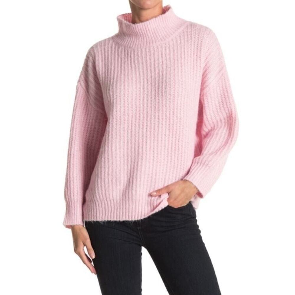 FRNCH‎ Women's Neola Oversized Mock Neck Sweater in Light Pink M/L MSRP $94